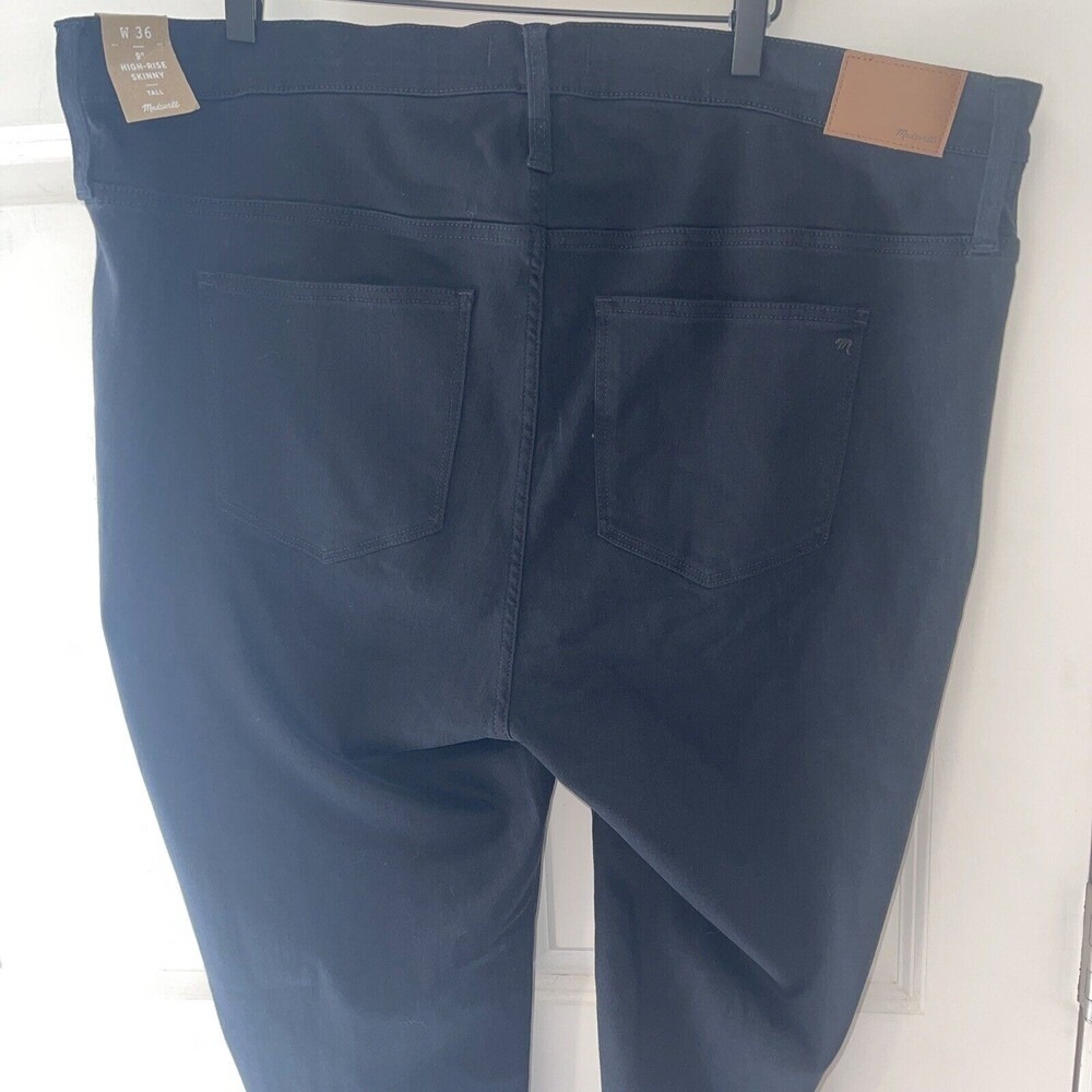 New Madewell Jeans 9" High Rise Skinny Women Size 36 Tall Long TENCEL Black - Picture 7 of 10